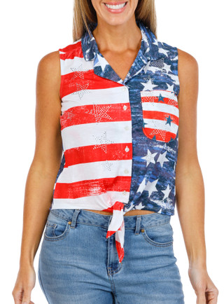 Thumbnail 1: Onque Women's Petite Sleeveless Americana Top 