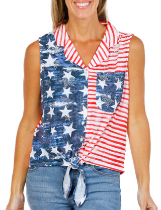 Thumbnail 1: Onque Women's Sleeveless Americana Camp Top 