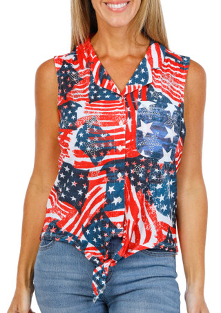 Thumbnail 1: Onque Women's Sleeveless American Flag Top 