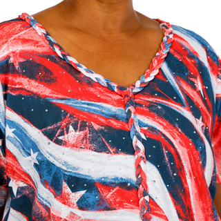 Thumbnail 4: Onque Women's Plus Americana Braid Trim Top 