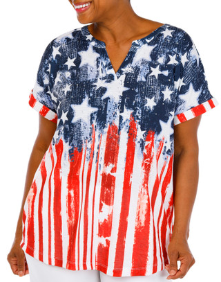 Thumbnail 1: Onque Women's Plus Short Sleeve Americana Top 