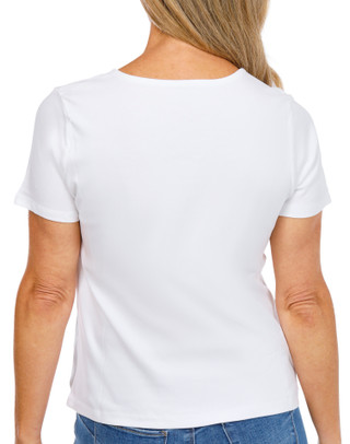 Thumbnail 4: Coral Bay Petite Short Sleeve Criss Cross Neck Top 