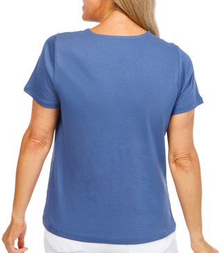 Thumbnail 4: Coral Bay Petite Short Sleeve Criss Cross Neck Top 