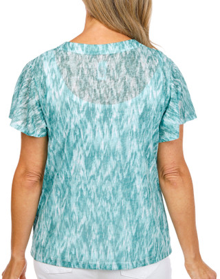 Thumbnail 3: Hearts of Palm Women's Short Sleeve Embellished V-Neck Top 