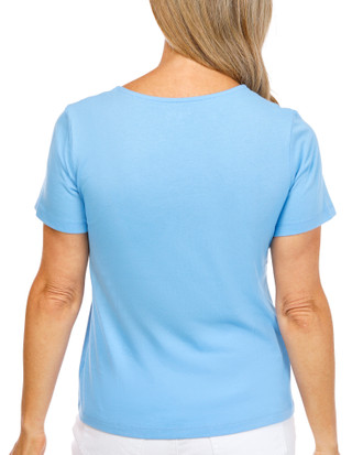 Thumbnail 4: Coral Bay Petite Short Sleeve Palm Tree Bling Tee 