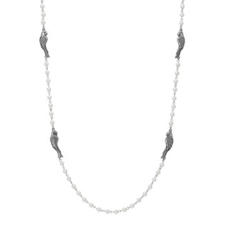Thumbnail 1: 1928 Jewelry Pewter Parrot Pearl Chain Necklace 
