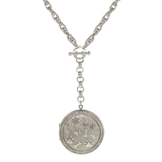 Thumbnail 1: 1928 Jewelry Silver Tone Paw and Bones Y Neck Locket Necklace 