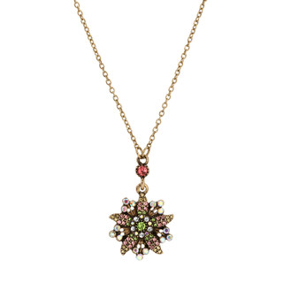 Thumbnail 1: 1928 Jewelry Gold Tone Multi Color Flower Drop Necklace 