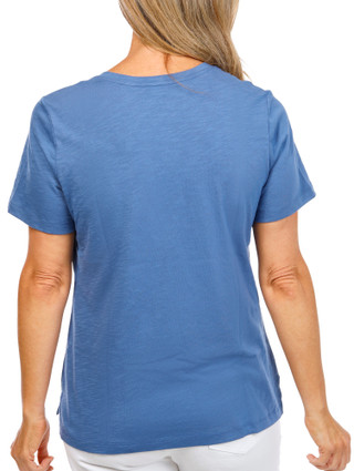 Thumbnail 3: Coral Bay Women's Embroidered Turtle V-Neck Top 