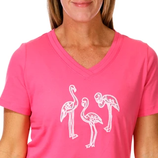 Thumbnail 3: Coral Bay Petite Short Sleeve Embroidered Flamingo Top 