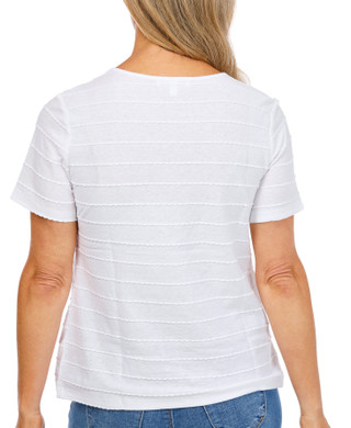 Thumbnail 4: Coral Bay Petite Short Sleeve Notch Hardware Neck Top 
