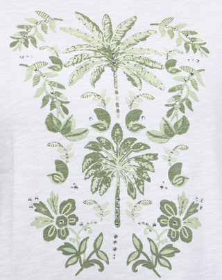 Thumbnail 2: Coral Bay Women's Short Sleeve Bling Palm Art Top 