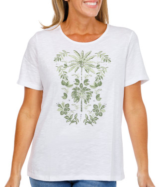 Thumbnail 1: Coral Bay Women's Short Sleeve Bling Palm Art Top 