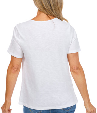 Thumbnail 3: Coral Bay Women's Short Sleeve Bling Palm Art Top 