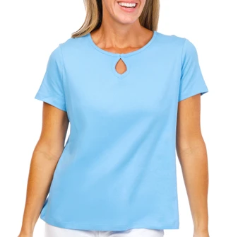 Thumbnail 1: Coral Bay Petite Short Sleeve Keyhole Neck Top 