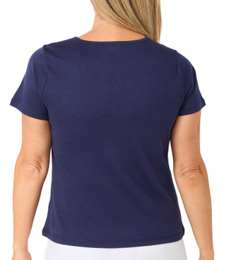 Thumbnail 2: Coral Bay Petite Short Sleeve Keyhole Neck Top 