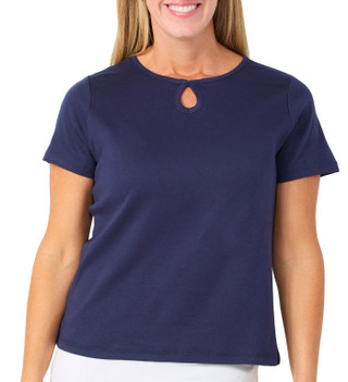 Thumbnail 1: Coral Bay Petite Short Sleeve Keyhole Neck Top 