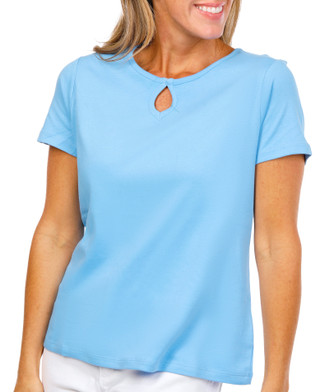 Thumbnail 4: Coral Bay Petite Short Sleeve Keyhole Neck Top 