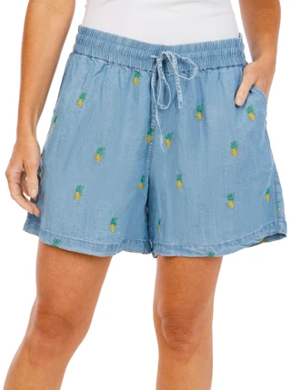 Thumbnail 1: Philosophy Women's Embroidered Tencel Shorts 