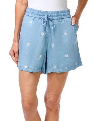 Thumbnail 1: Philosophy Women's Embroidered Tencel Pull-On Shorts 