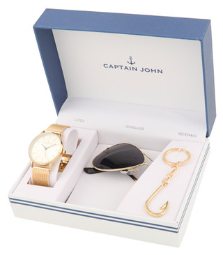 Thumbnail 1: Captain John Men's Watch, Sunglasses & Keychain Set 