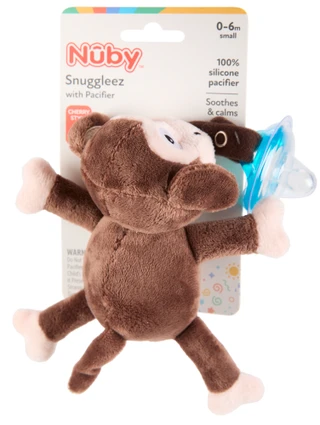 Thumbnail 1: Nuby Baby Snoozie Monkey Holder & Pacifier 