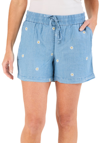 Thumbnail 1: Philosophy Women's 2 Pocket Drawstring Daisy Embroidered Shorts 
