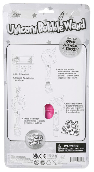 Thumbnail 2: Brooklyn Lollipop Unicorn Bubble Wand with Lights & Bubble Solution 