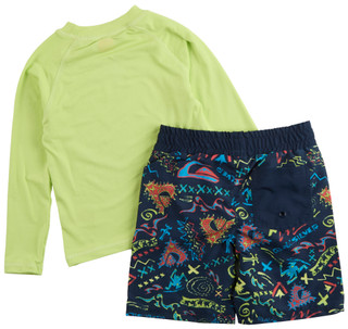 Thumbnail 2: Quiksilver Little Boys 2 Pc Long Sleeve Swim Shirt & Trunks Set 