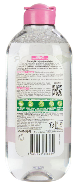 Thumbnail 2: GARNIER SkinActive Micellar Cleansing Water for Normal to Sensitive Skin, 13.5 oz 