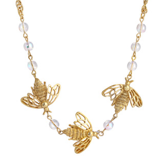 Thumbnail 1: 1928 Jewelry Gold Tone Bumble Bee Necklace 