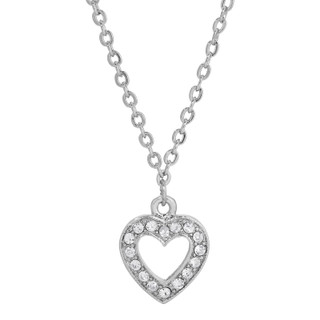 Thumbnail 1: 1928 Jewelry Silver Tone Crystal Heart Adjustable Pendant Necklace 