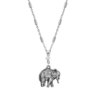 Thumbnail 1: 1928 Jewelry Pewter Elephant Drop Chain Necklace 