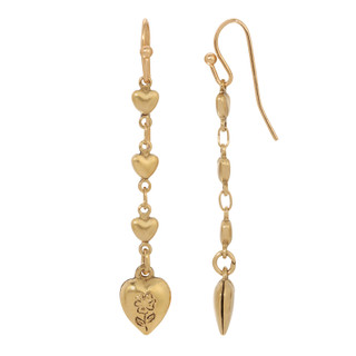 Thumbnail 1: 1928 Jewelry Gold Tone Linear Heart Drop Earrings 