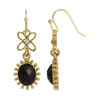 Thumbnail 1: 1928 Jewelry Gold Tone Carnelian & Crystal Earrings 