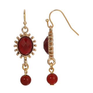 Thumbnail 1: 1928 Jewelry Gold Tone Carnelian Drop Oval Earrings 
