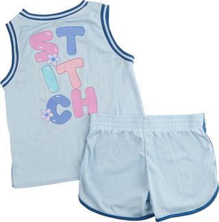 Thumbnail 2: Disney Big Girls 2 Pc Stitch Mesh Basketball Jersey & Shorts Set 