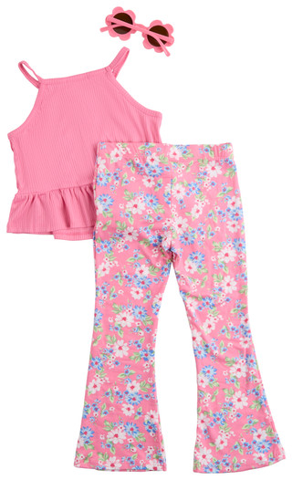 Thumbnail 2: B TWEEN Little Girls 2 Pc Floral Halter Top & Flare Leggings Set 