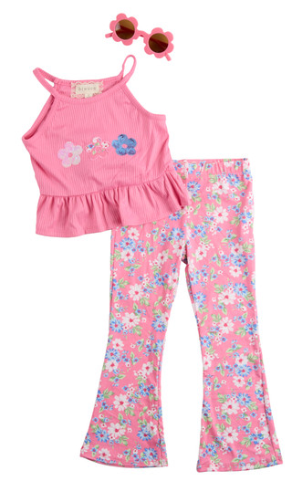 Thumbnail 1: B TWEEN Little Girls 2 Pc Floral Halter Top & Flare Leggings Set 