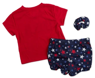Thumbnail 2: Freestyle Little Girls 3 Pc Americana Pajama Shorts Set  