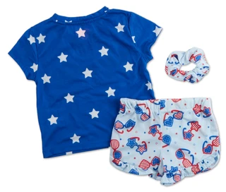 Thumbnail 2: Freestyle Little Girls 3 Pc Pajama Shorts Set 