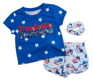 Thumbnail 1: Freestyle Little Girls 3 Pc Pajama Shorts Set 