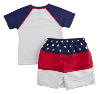 Thumbnail 2: BCOOL Boys 2 Pc Swim Shorts & Rashguard Shirt 