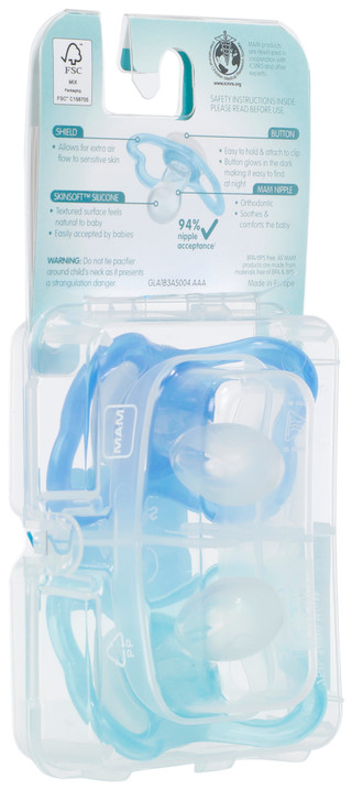 Thumbnail 2: MAM 2 Pk Air Night Pacifiers 