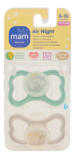 Thumbnail 1: MAM 2 Pk Air Night Pacifiers 