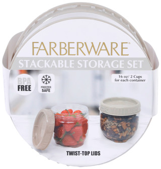 Thumbnail 3: Farberware  2 Pk Stackable Food Storage Containers 