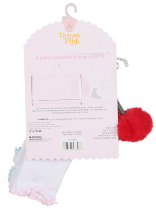 Thumbnail 2: Dream Pink Girls 6 Pc Socks & Bag Charm Set 