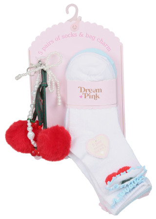 Thumbnail 1: Dream Pink Girls 6 Pc Socks & Bag Charm Set 