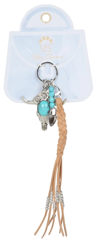 Thumbnail 1: C&C Leather Braid & Turquoise Turtle Bag Charm 