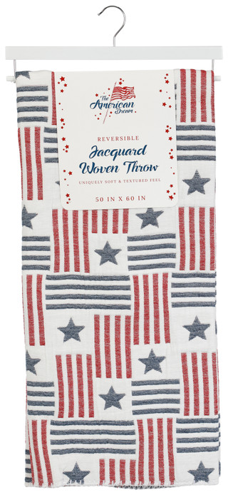 Thumbnail 1: The American Dream Reversible Jacquard Stars & Stripes Throw Blanket 